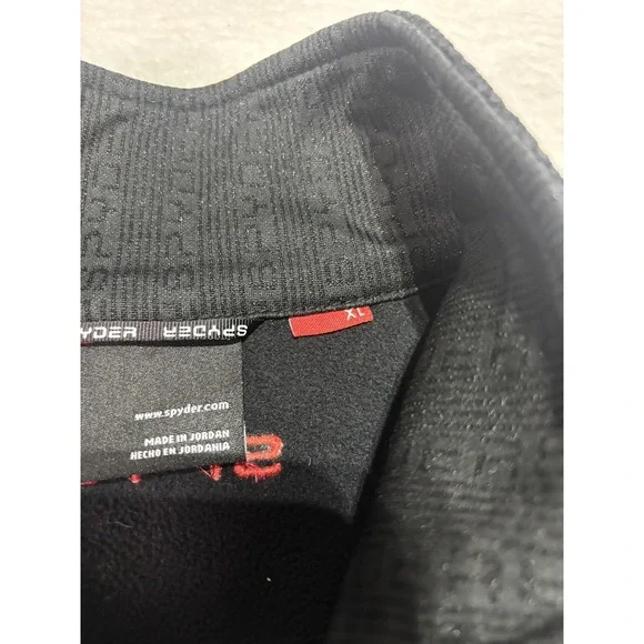 Spyder Full Zip Jacket Mens XL Black Red Fleece Lined Outdoor Warm Logo - Picture 6 of 13